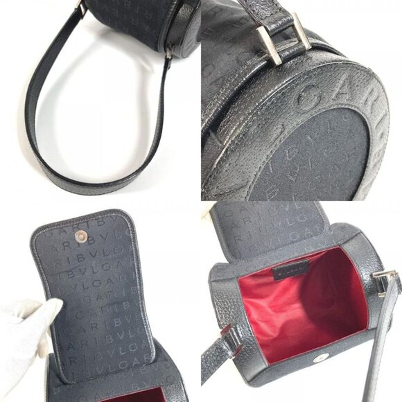 Bvlgari Handbag Logo Leather Canvas Black - Picture 8 of 9